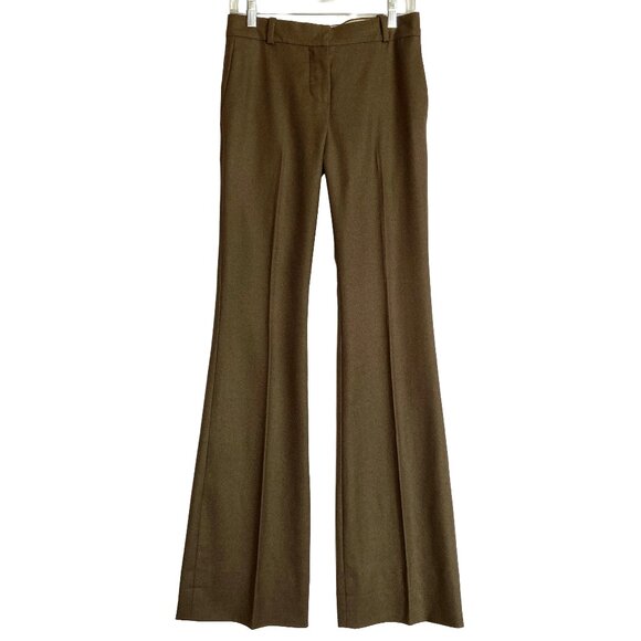 VINTAGE CHLOÉ LOW RISE FLARED WOOL PANTS BROWN 34 FR - Picture 1 of 7